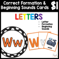 $1 Letters, Formation, & Beginning Sounds Cards-W