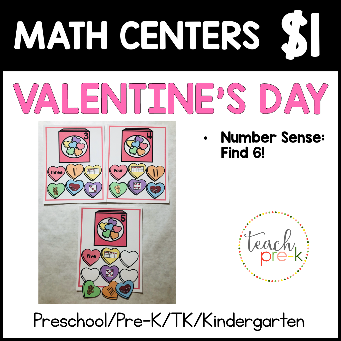 Valentine's Day Math Centers/Number Sense Find 6