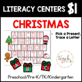 Christmas Literacy Centers/Pick a Present, Trace a Letter