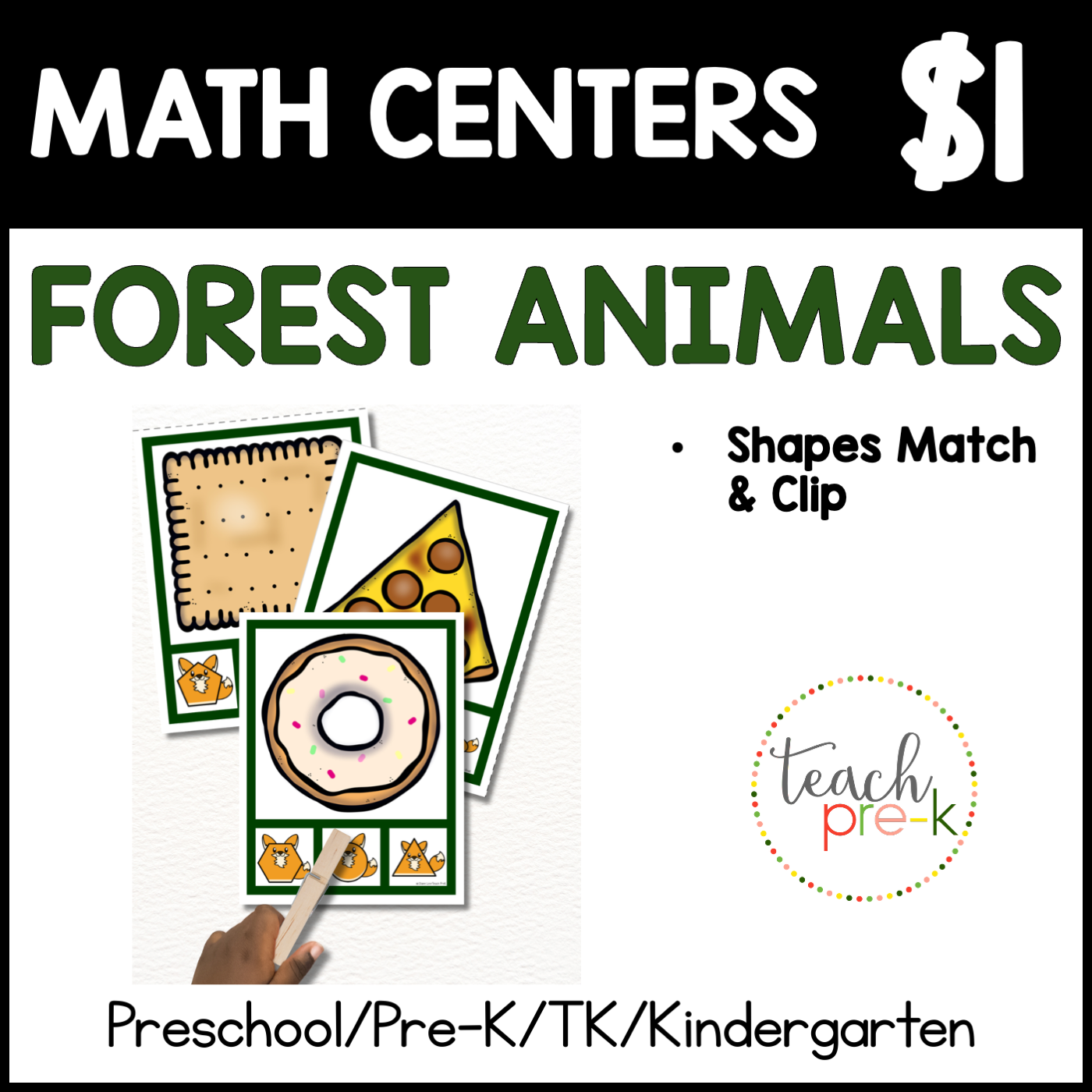 Forest Animals Math Centers/Clip the Shape