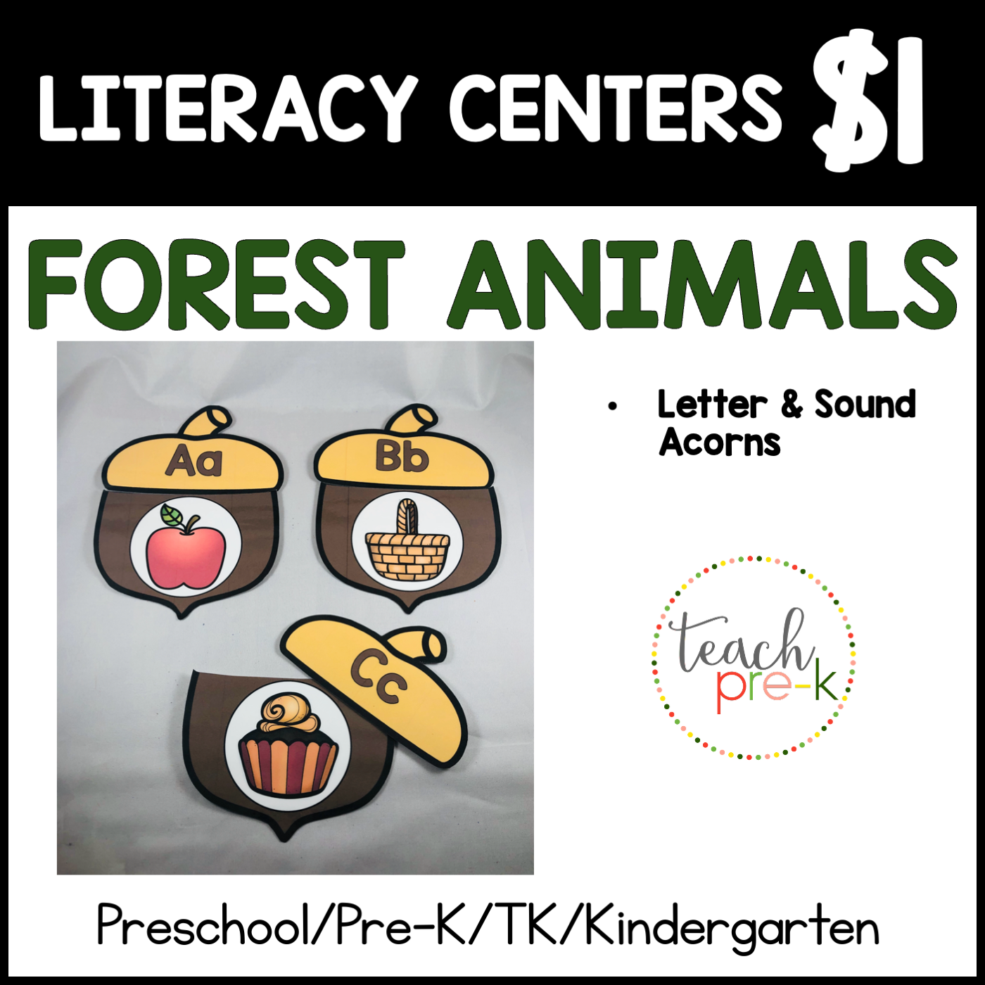 Forest Animals Literacy Centers/Letter & Sound Acorns
