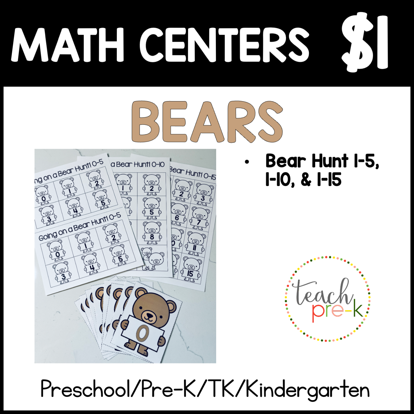 Bears Math Centers/Bear Hunt Kit 0-10