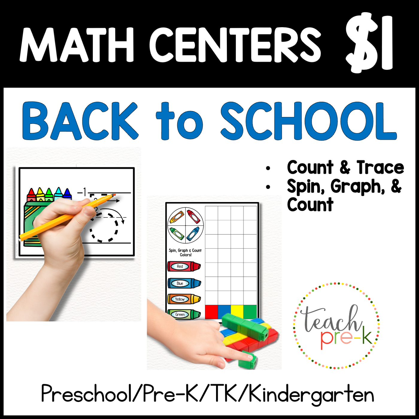 BTS Math Centers/Trace the Numbers & Spin, Graph, & Count Crayons