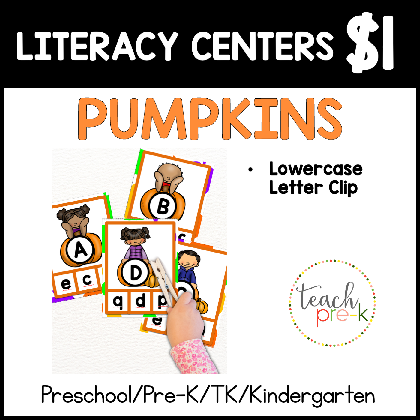 Pumpkin Literacy Centers/Lowercase Letter Clip