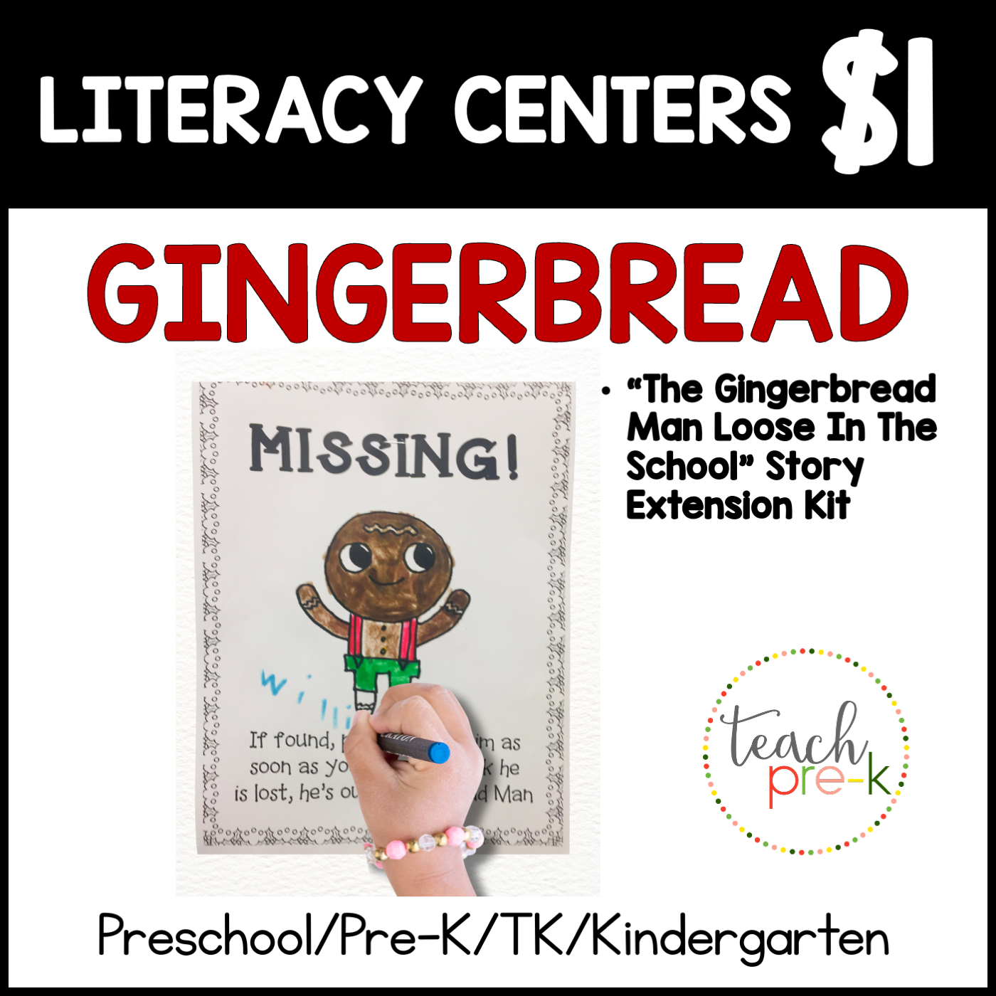 Gingerbread Literacy Centers/ "The Gingerbread Man Loose in the School" Story Extension Kit