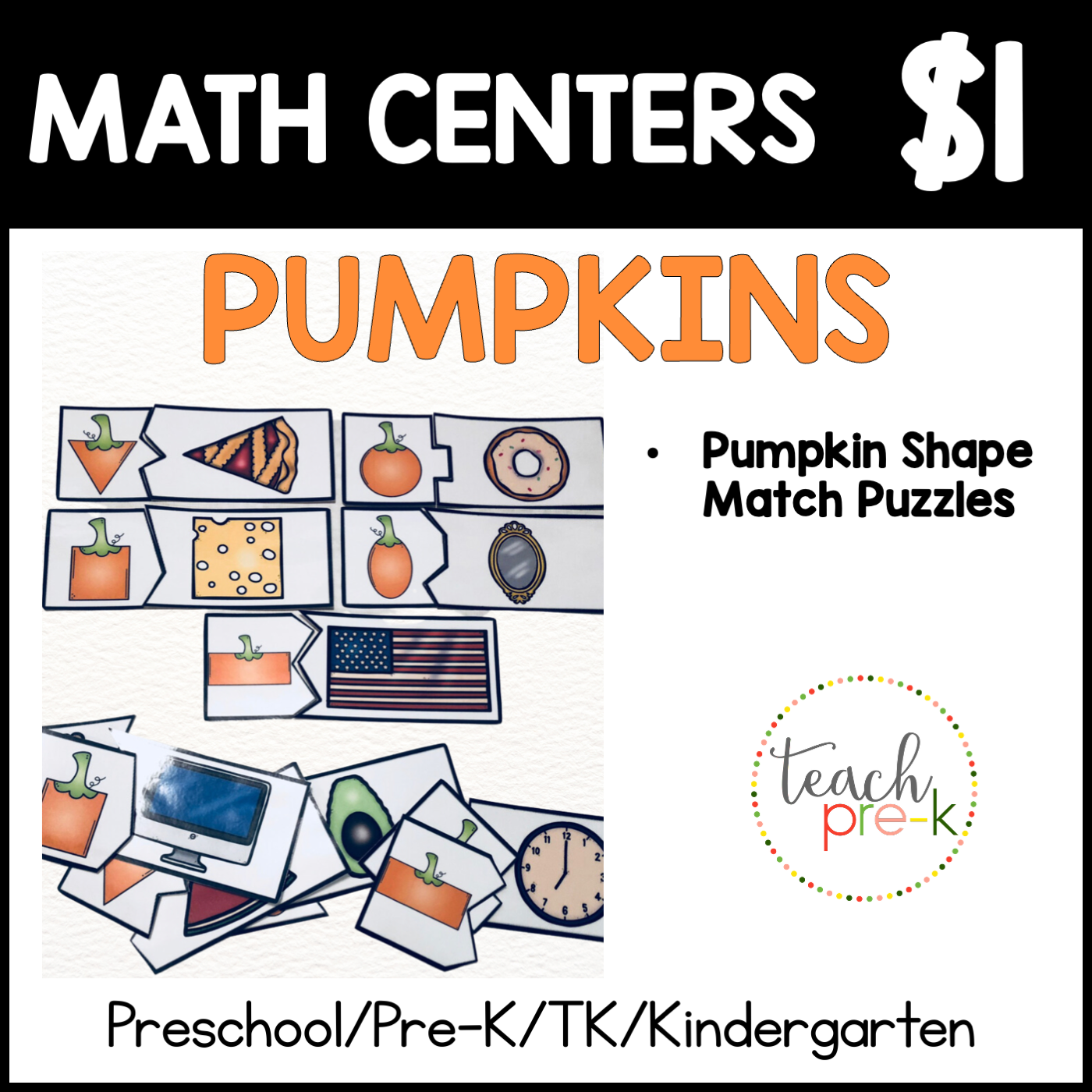 Pumpkin Math Centers/Pumpkin Shape Puzzles