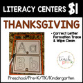 Thanksgiving Literacy Centers/Correct Letter Formation Trace & Wipe