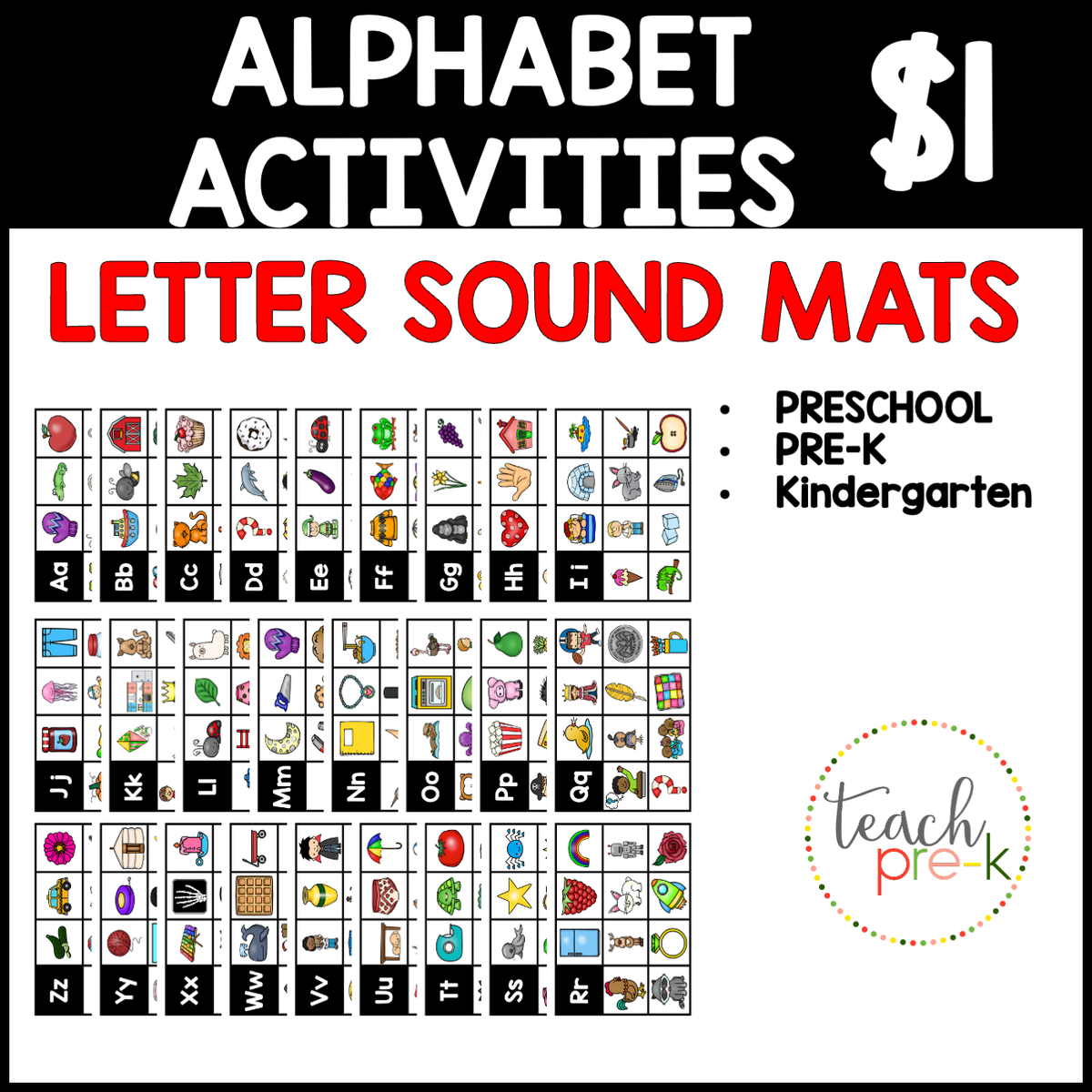 $1 Alphabet Resources: Letter Sounds Mats
