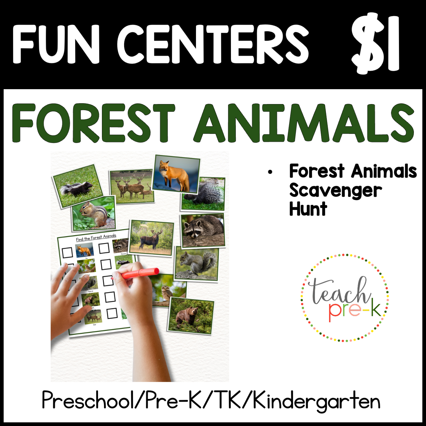 Forest Animals Fun Centers/Scavenger Hunt