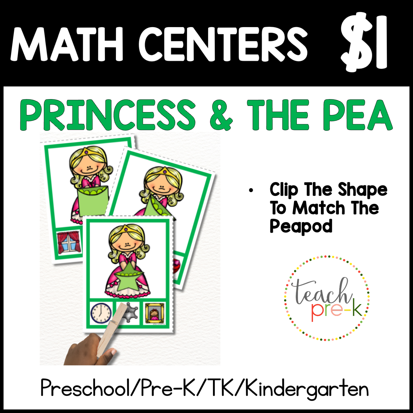 Princess & the Pea Math Center/Clip the Shape