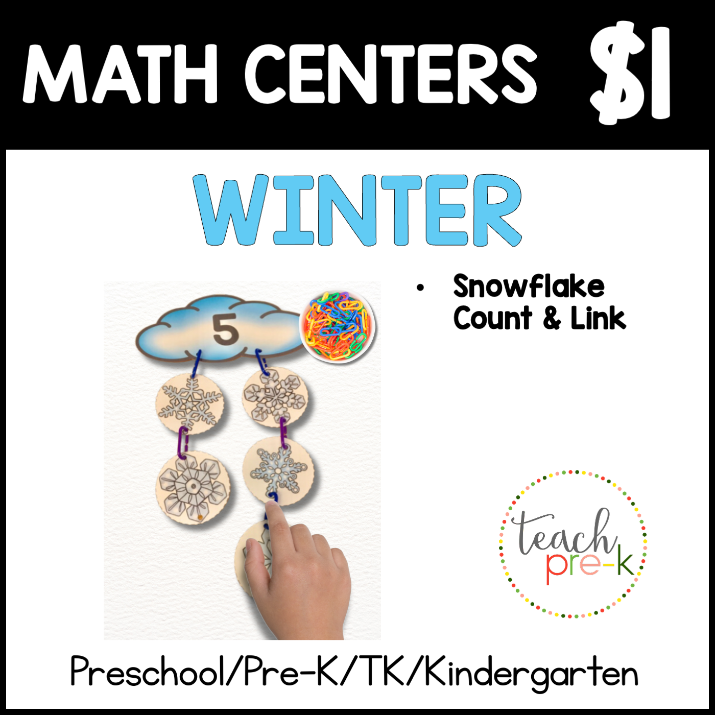 Winter Math Centers/Snowflake Count & Link