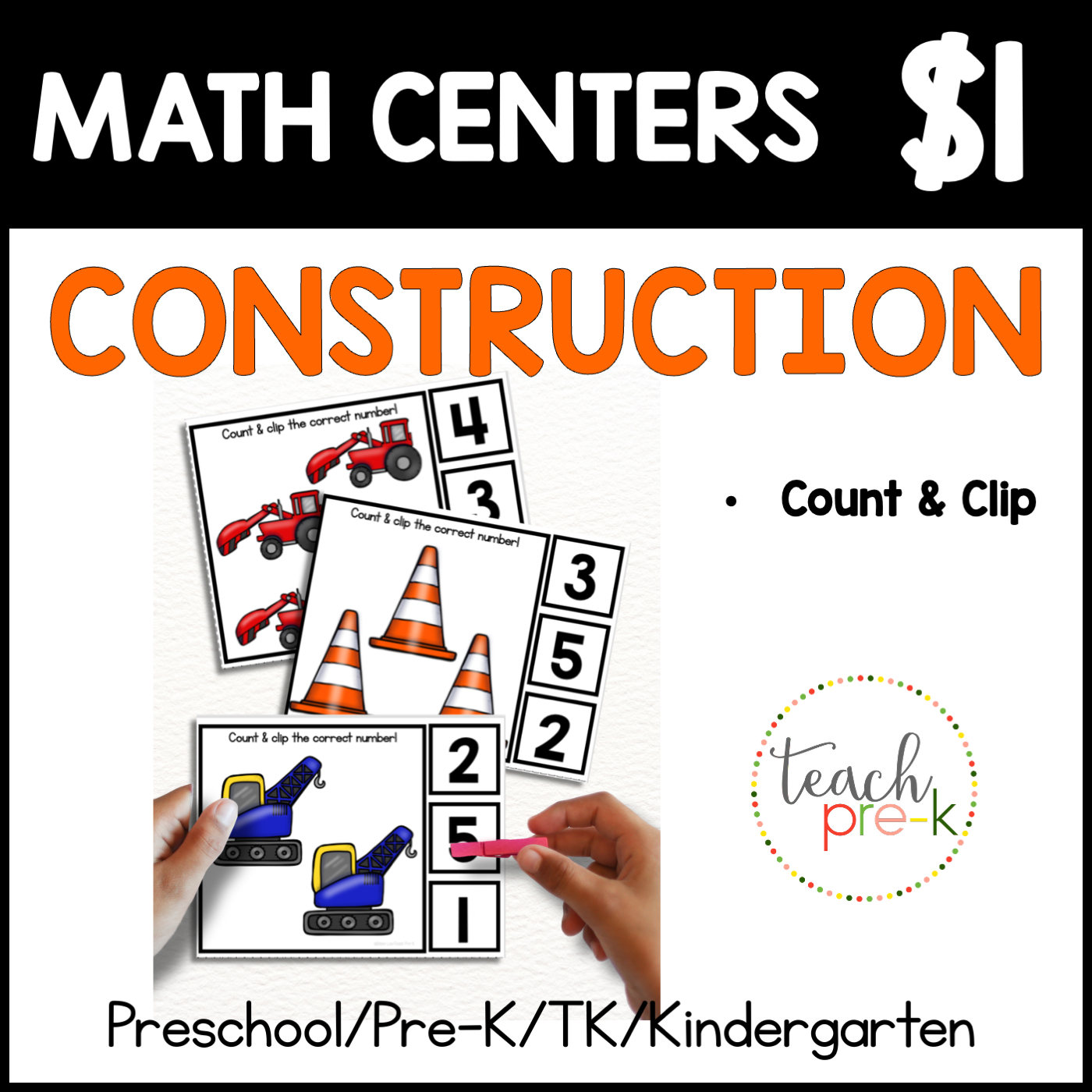 Construction Math Centers/Count & Clip