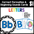 $1 Letters, Formation, & Beginning Sounds Cards-B
