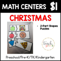Christmas Math Centers/Christmas Lights Shapes 2-Part Puzzles