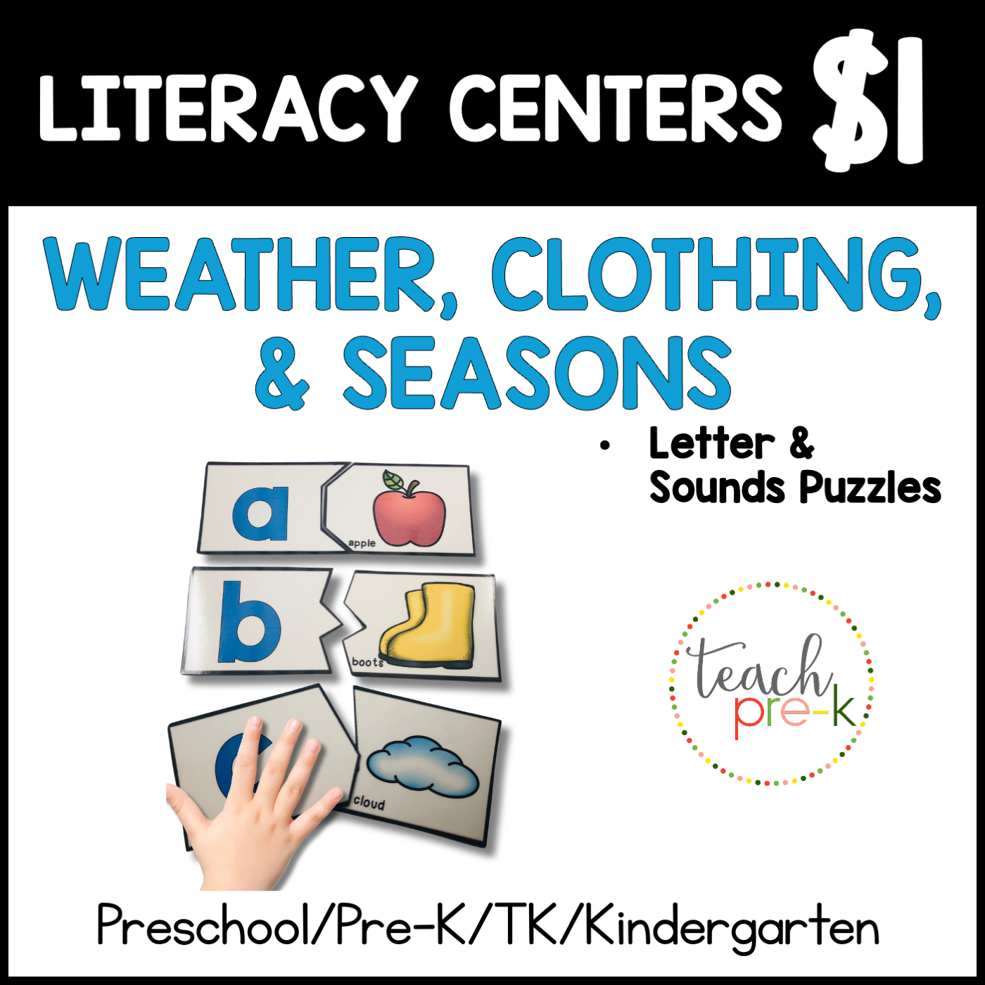 Weather Literacy Centers/Letter & Sound Match Puzzles