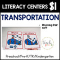 Transportation Literacy Centers/Rhyming Pairs Sort
