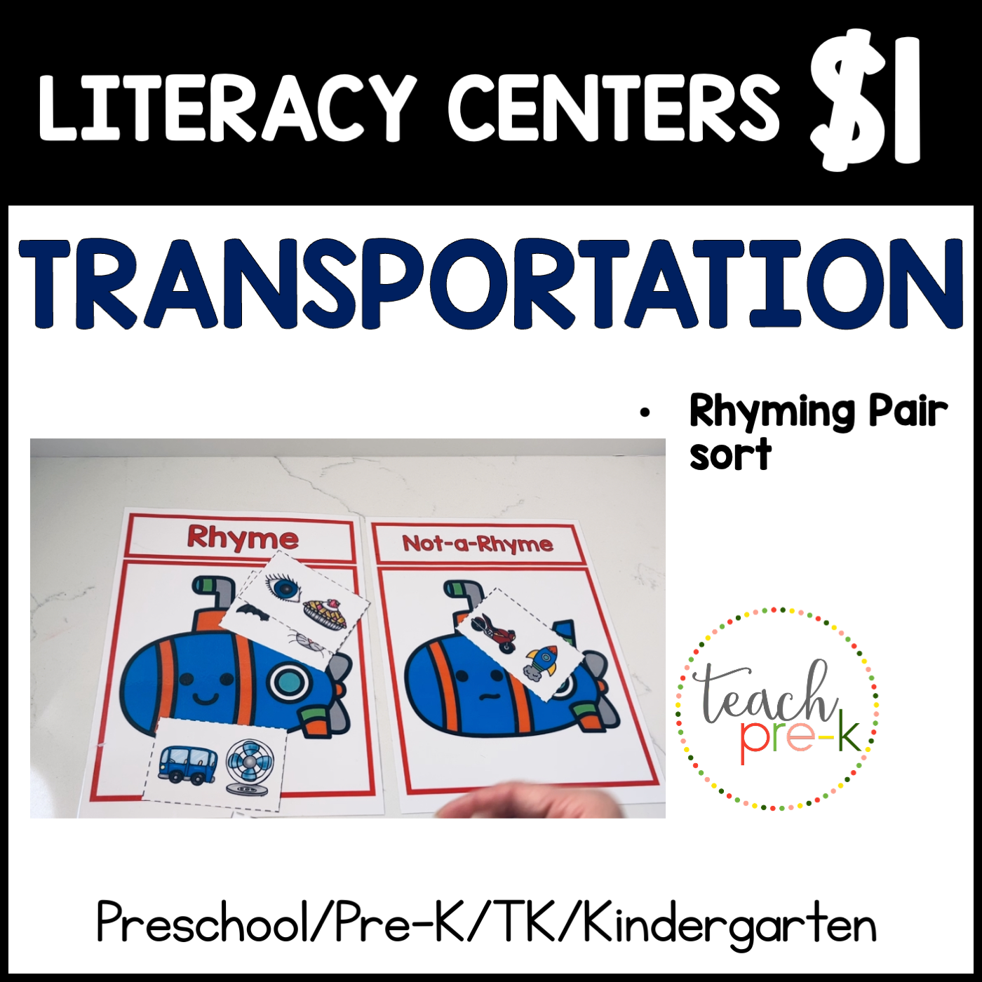 Transportation Literacy Centers/Rhyming Pairs Sort