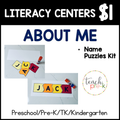 About Me Literacy Center/Name Puzzles Kit