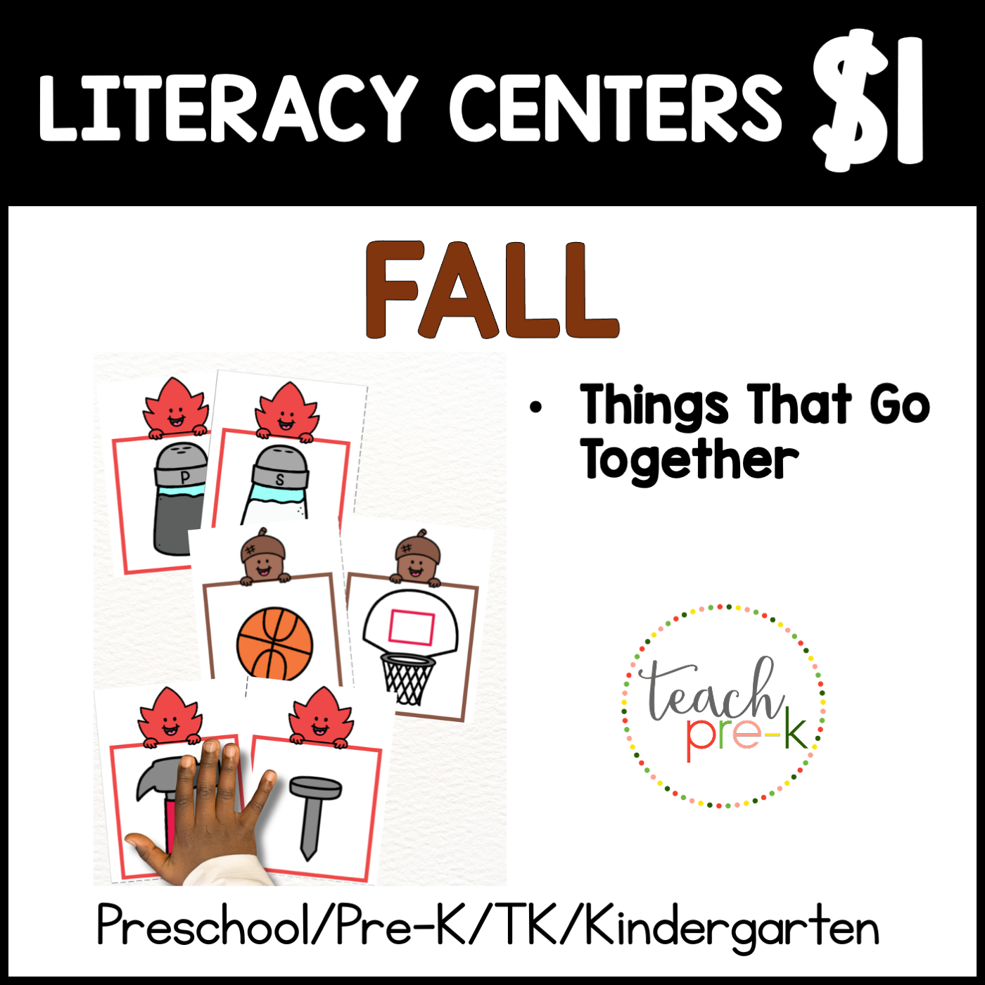 Fall Literacy Centers/Things That Go Together Matching Cards