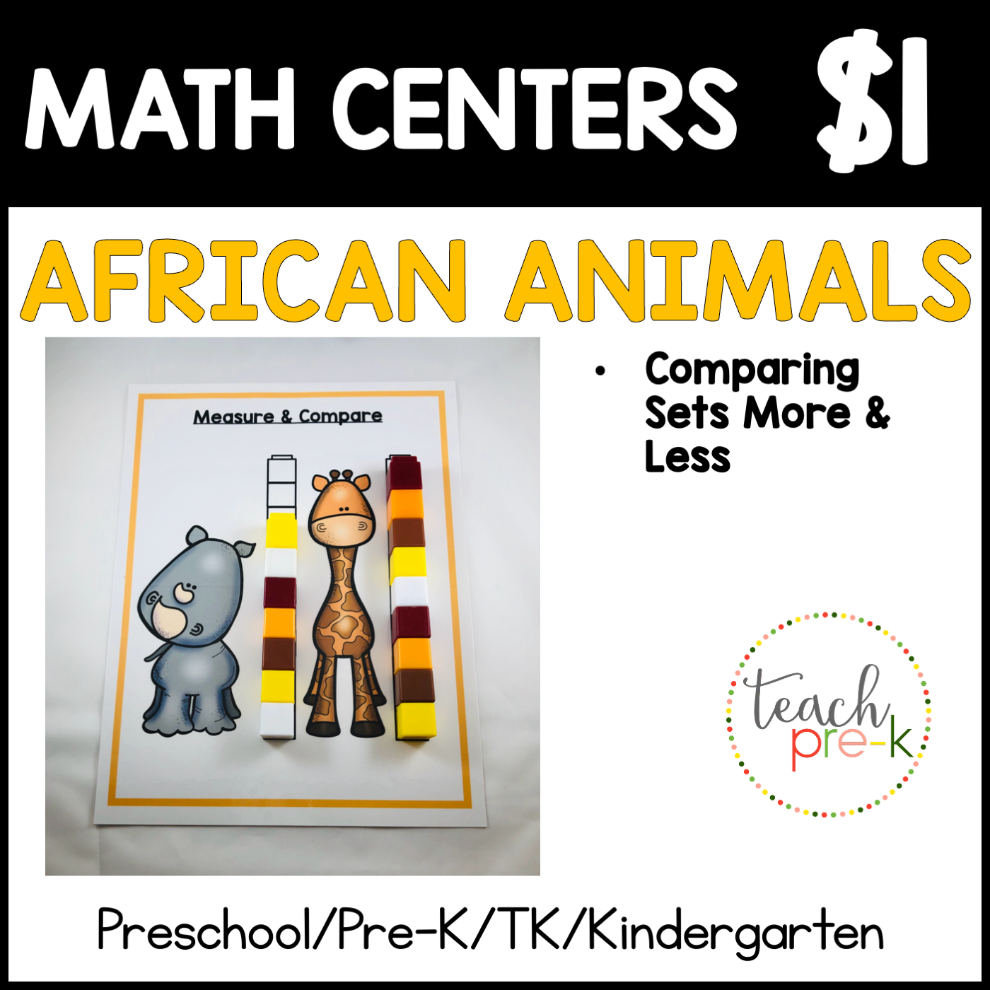 African Animals Math Centers/Measure & Compare