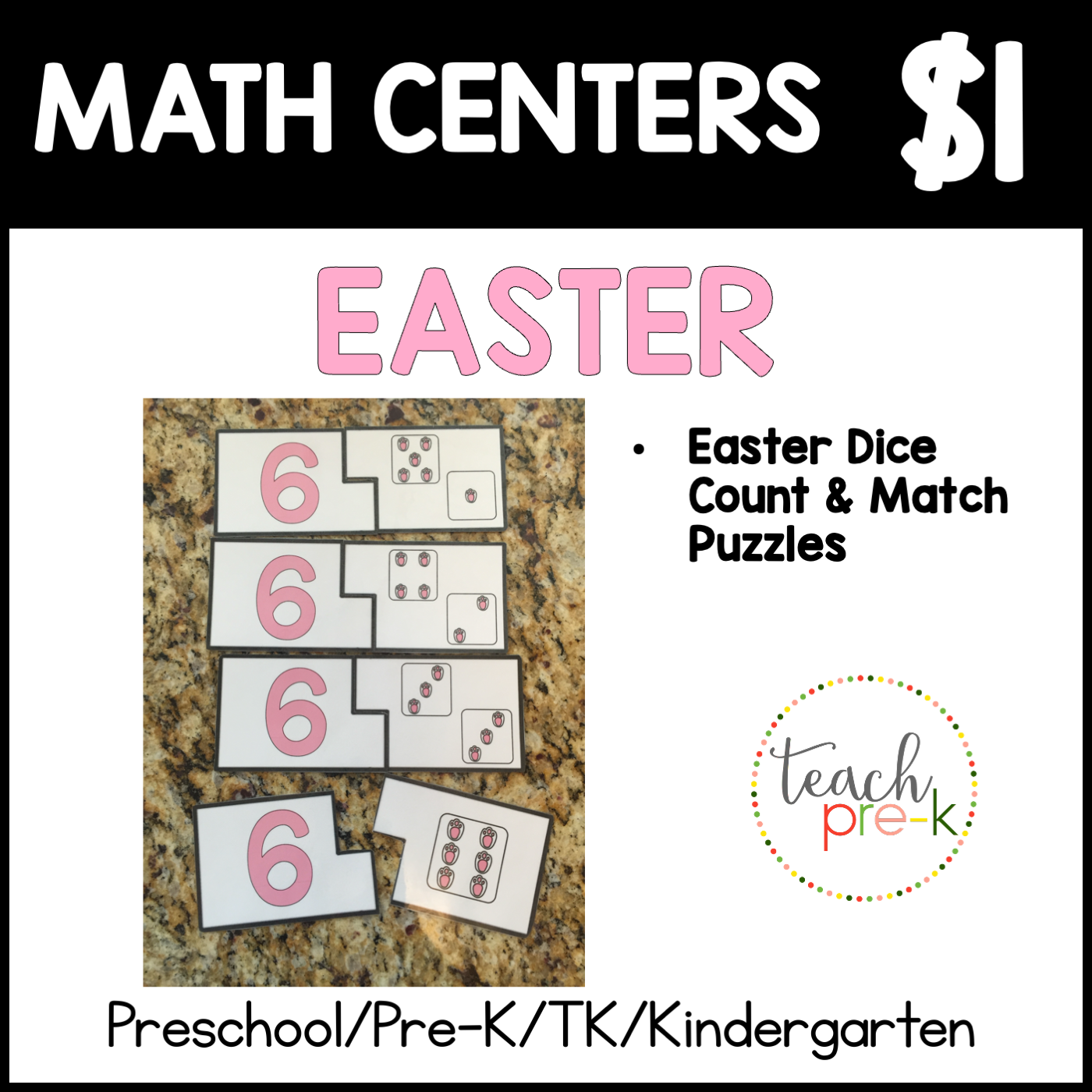 Easter Math Centers/Dice & Number Matching Puzzles