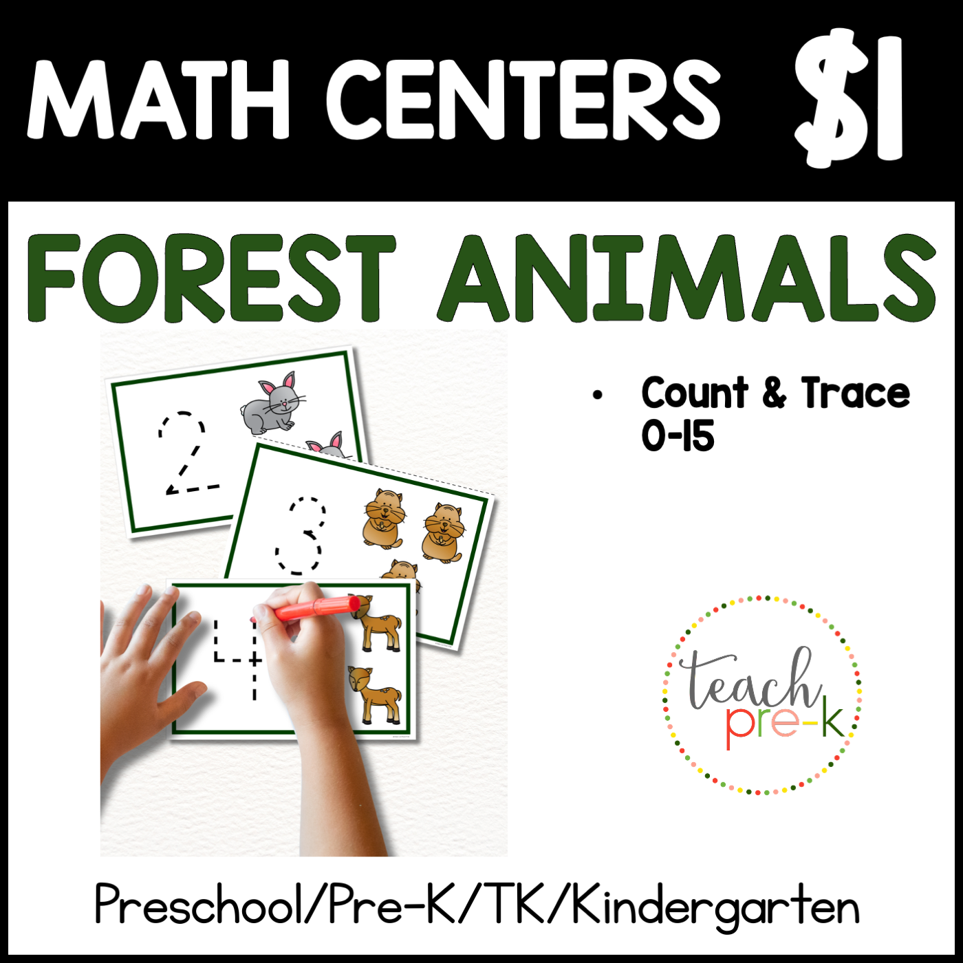 Forest Animals Math Centers/Count & Trace