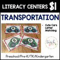 Transportation Literacy Centers/Cute Cars Letter Matching