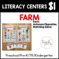 Farm Literacy Centers/Antonym/Opposites Bingo