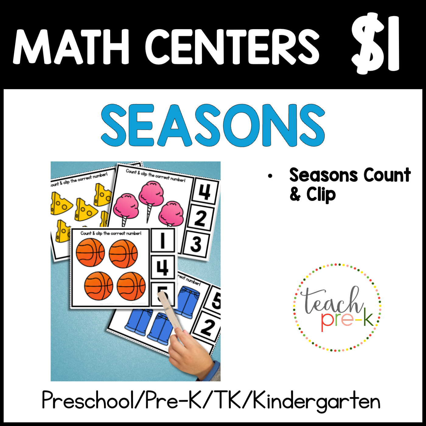 Seasons Math Centers/Count & Clip
