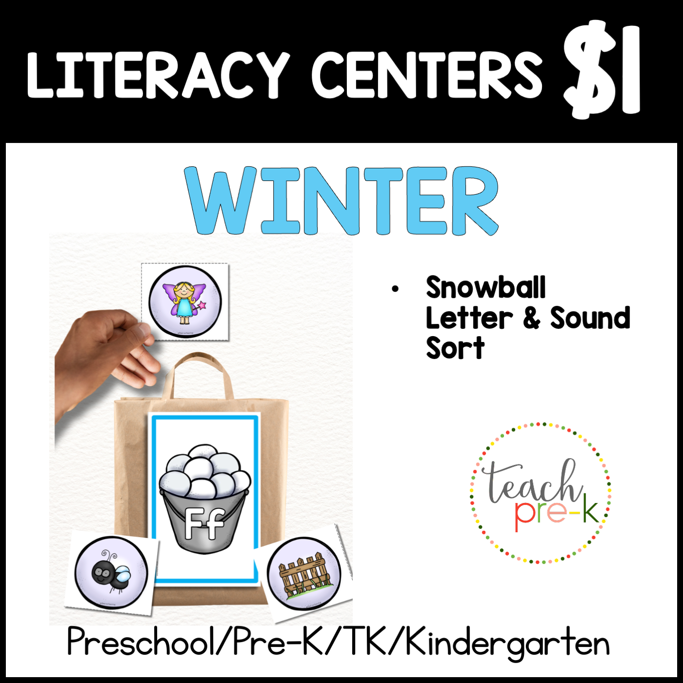 Winter Literacy Centers/Snowball Beginning Sounds Sort