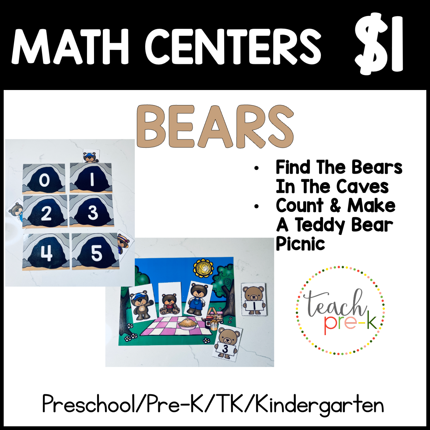 Bears Math Centers/Where are the Bears? Make a Teddy Bear Picnic
