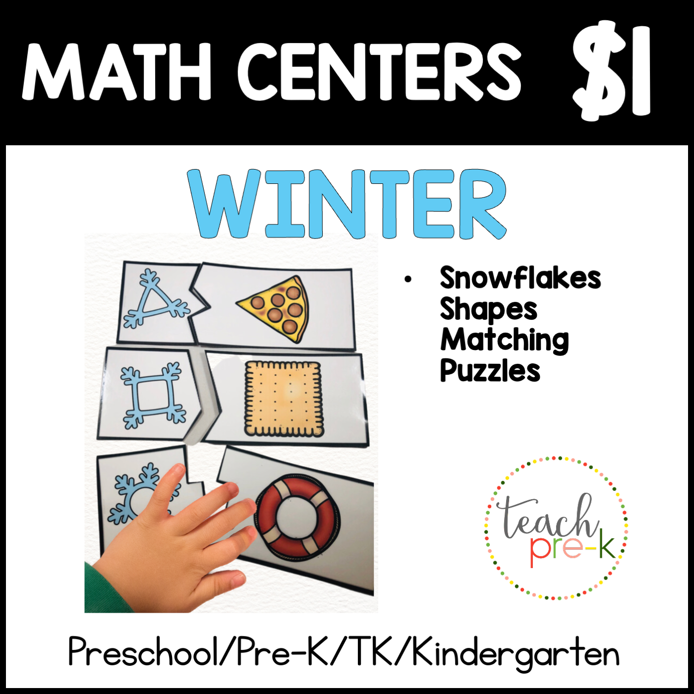 Winter Math Centers/2 Part Shape Puzzles
