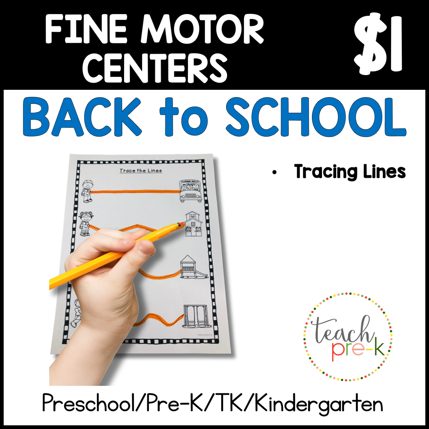 Back to School Fine Motor Centers/Tracing Lines