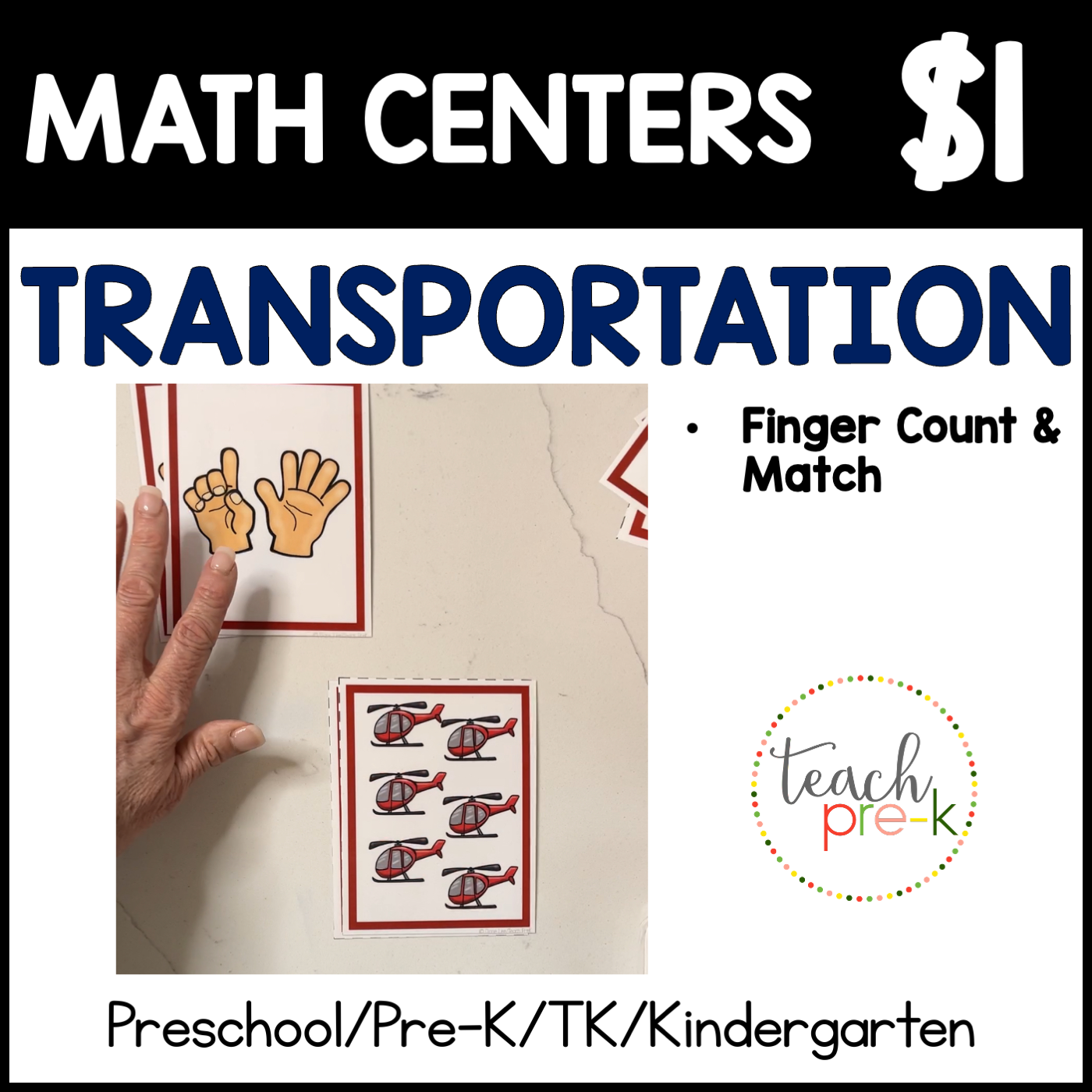 Transportation Math Centers/Finger Count & Match