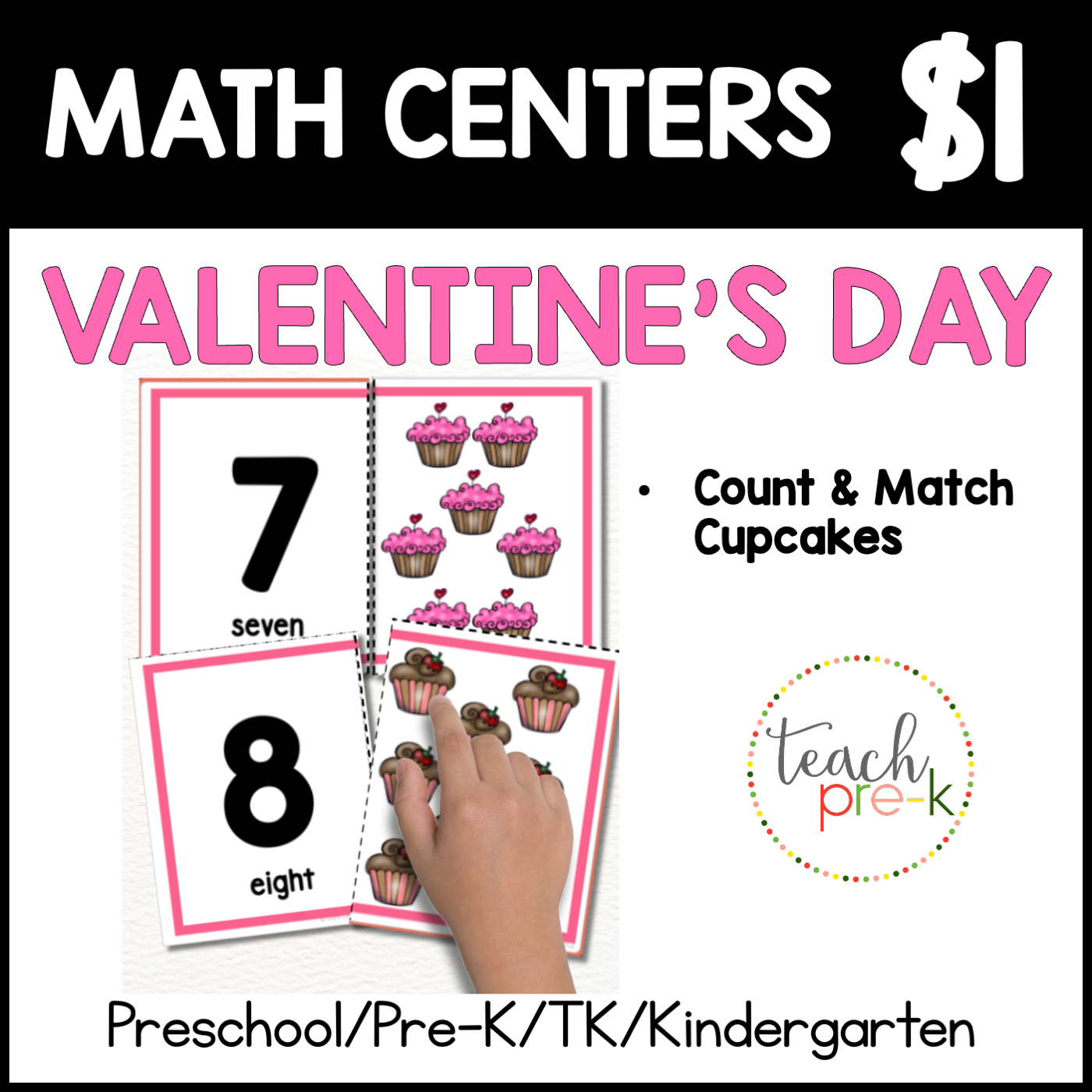 Valentine's Day Math Centers/Cupcake Count & Match