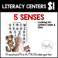 5 Senses Literacy Centers/Looking For Letters Find & Dot