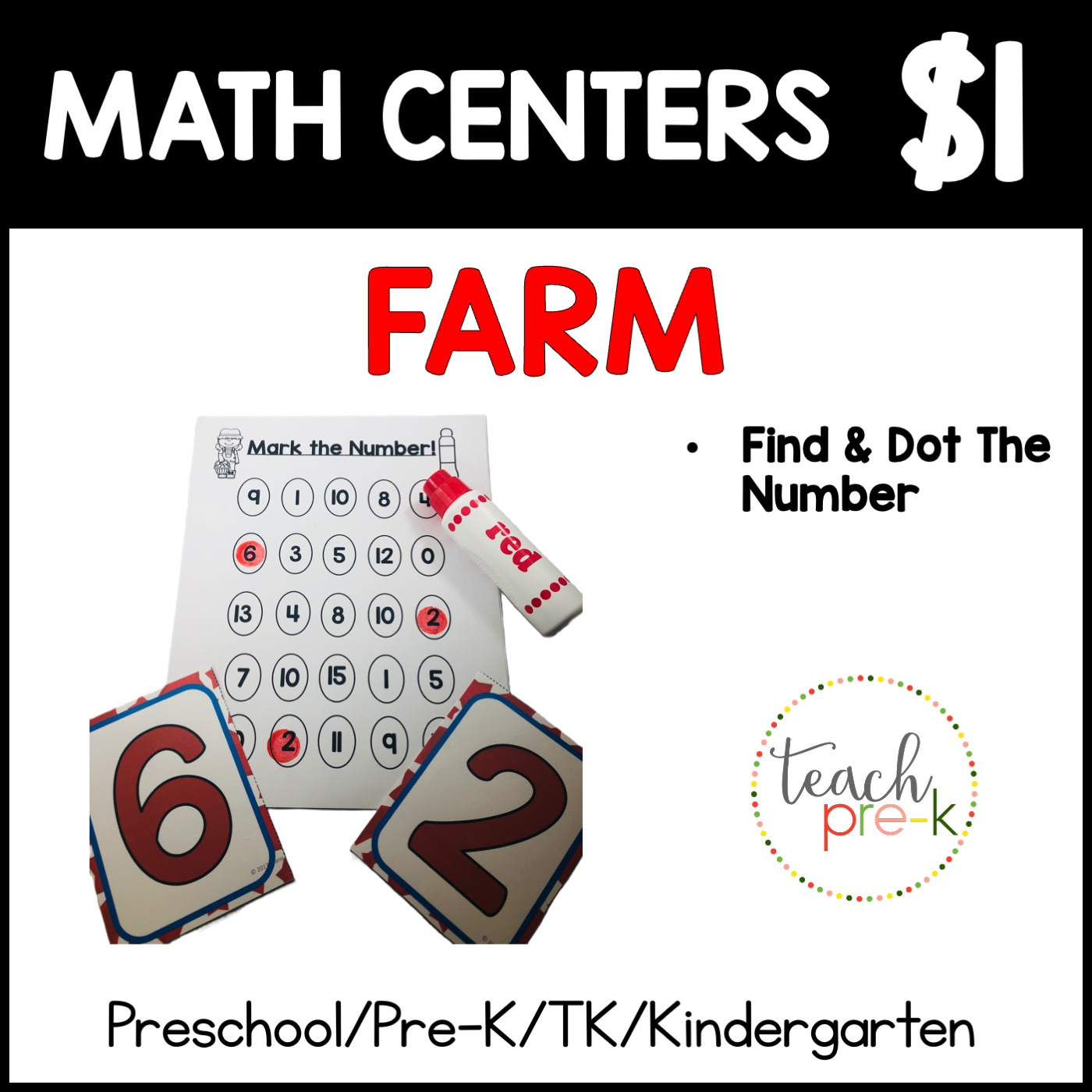 Farm Math Centers/Find & Dot the Numbers