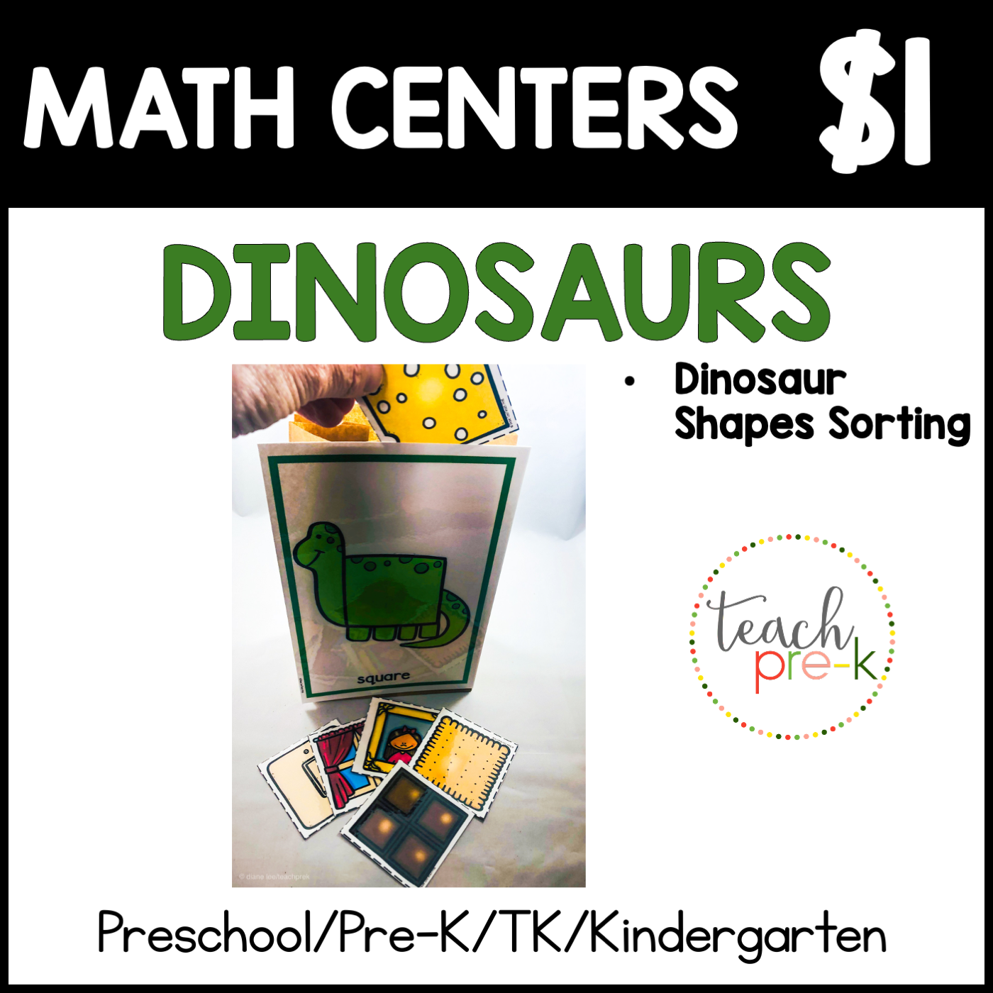 Dinosaur Math Centers/Dinosaur Shape Sorting Activity