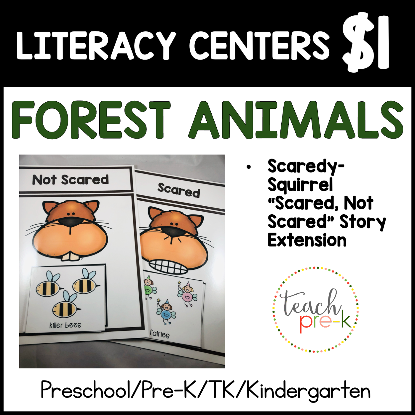 Forest Animals Literacy Centers/Scaredy Squirrel: Scared or Not Scared Comprehension Game