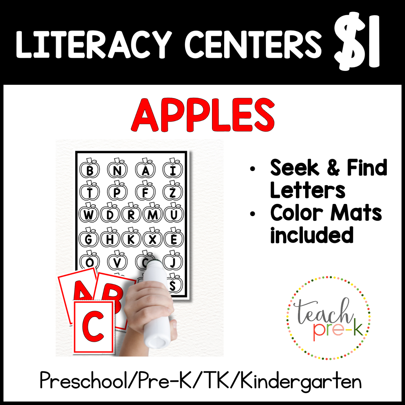 Apples Literacy Centers/Cover or Dot the Letter