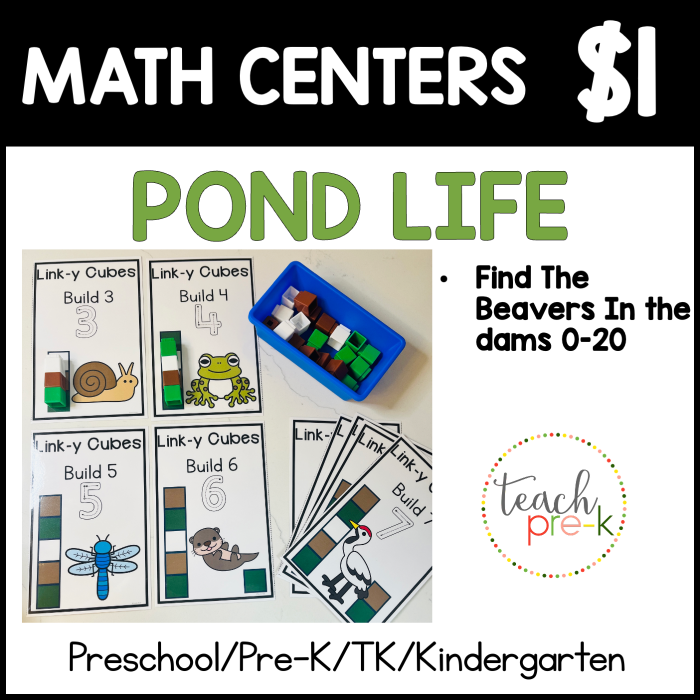 Pond Life Math Centers/Count, Build & Trace