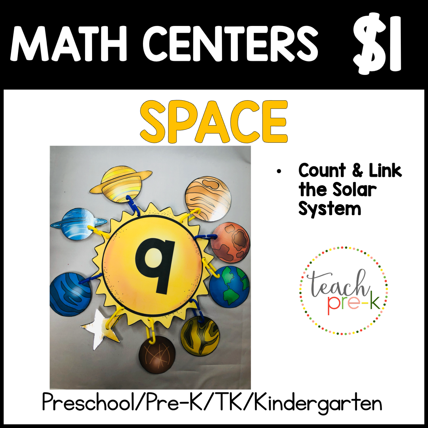Space Math Centers/Count & Link the Solar System 1-10