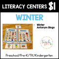 Winter Literacy Centers/Antonym Bingo