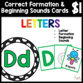 $1 Letters, Formation, & Beginning Sounds Cards-D