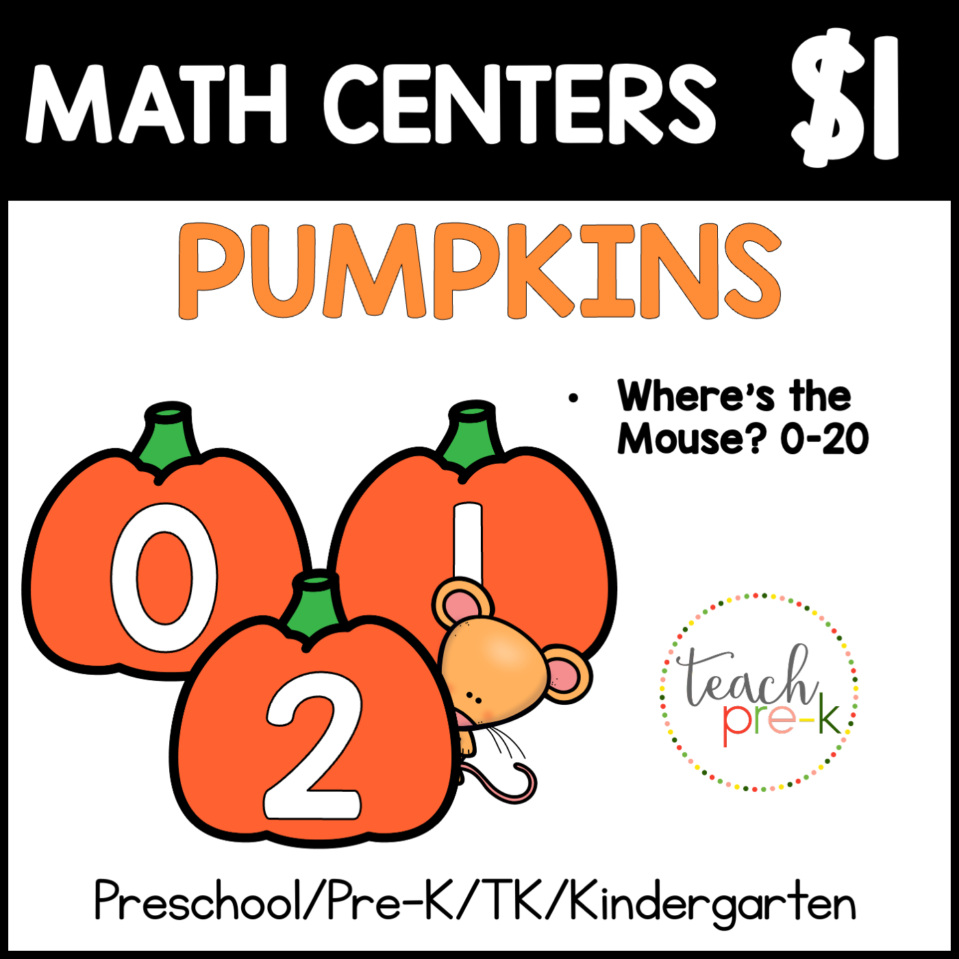 Pumpkin Math Centers/Where's the Mouse? Numbers 0-20