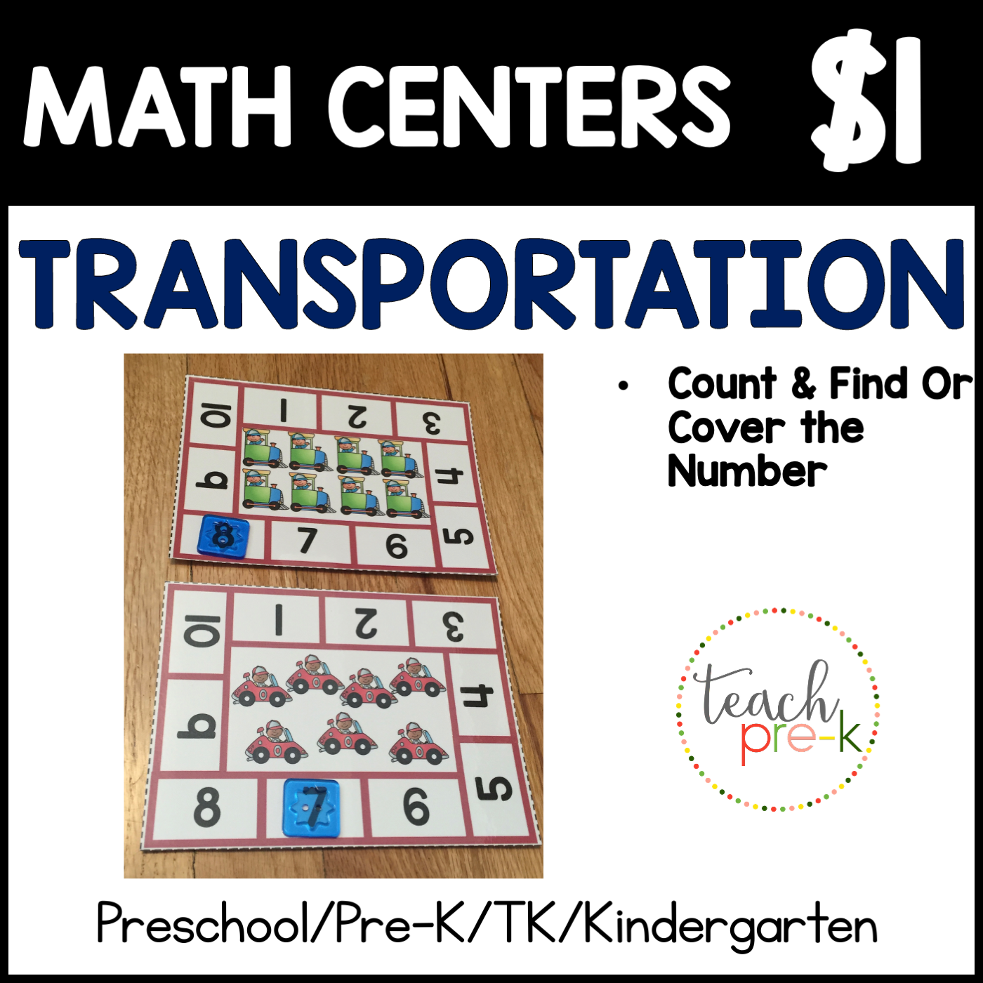Transportation Math Centers/Count & Find or Cover the Number