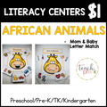 African Animals  Literacy Centers/Rhyming Pairs Sort
