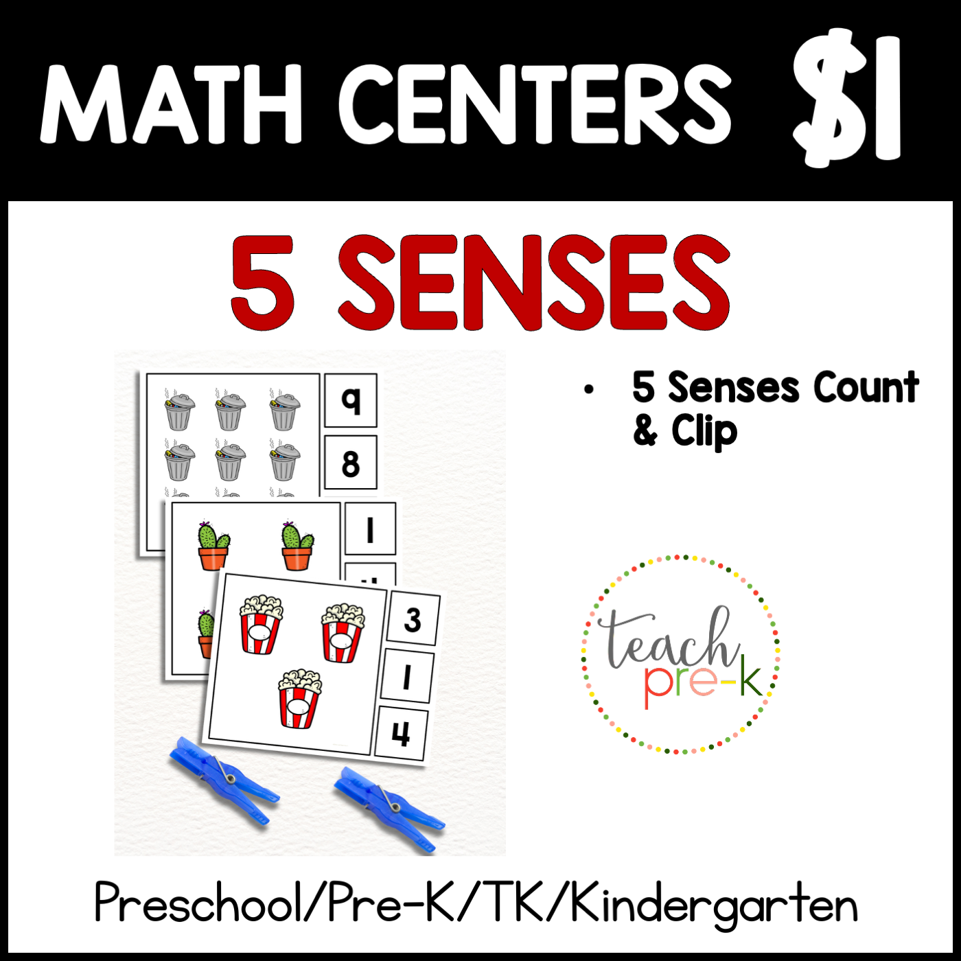 5 Senses Math Centers/Count & Clip