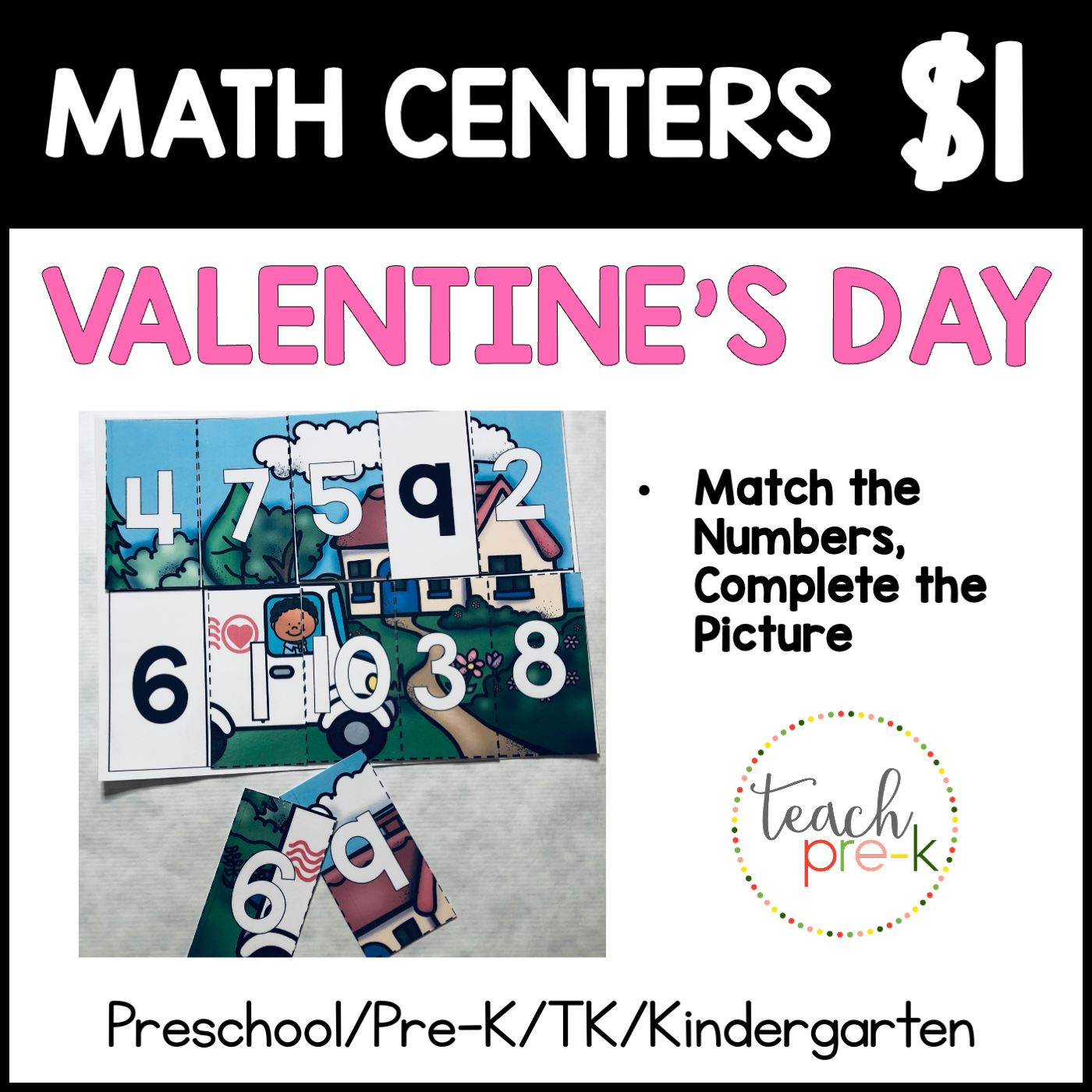 Valentine's Day Math Centers/Match the Numbers, Complete the Pictures