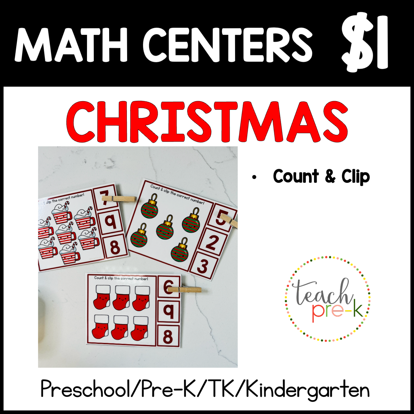 Christmas Math Centers/Count & Clip